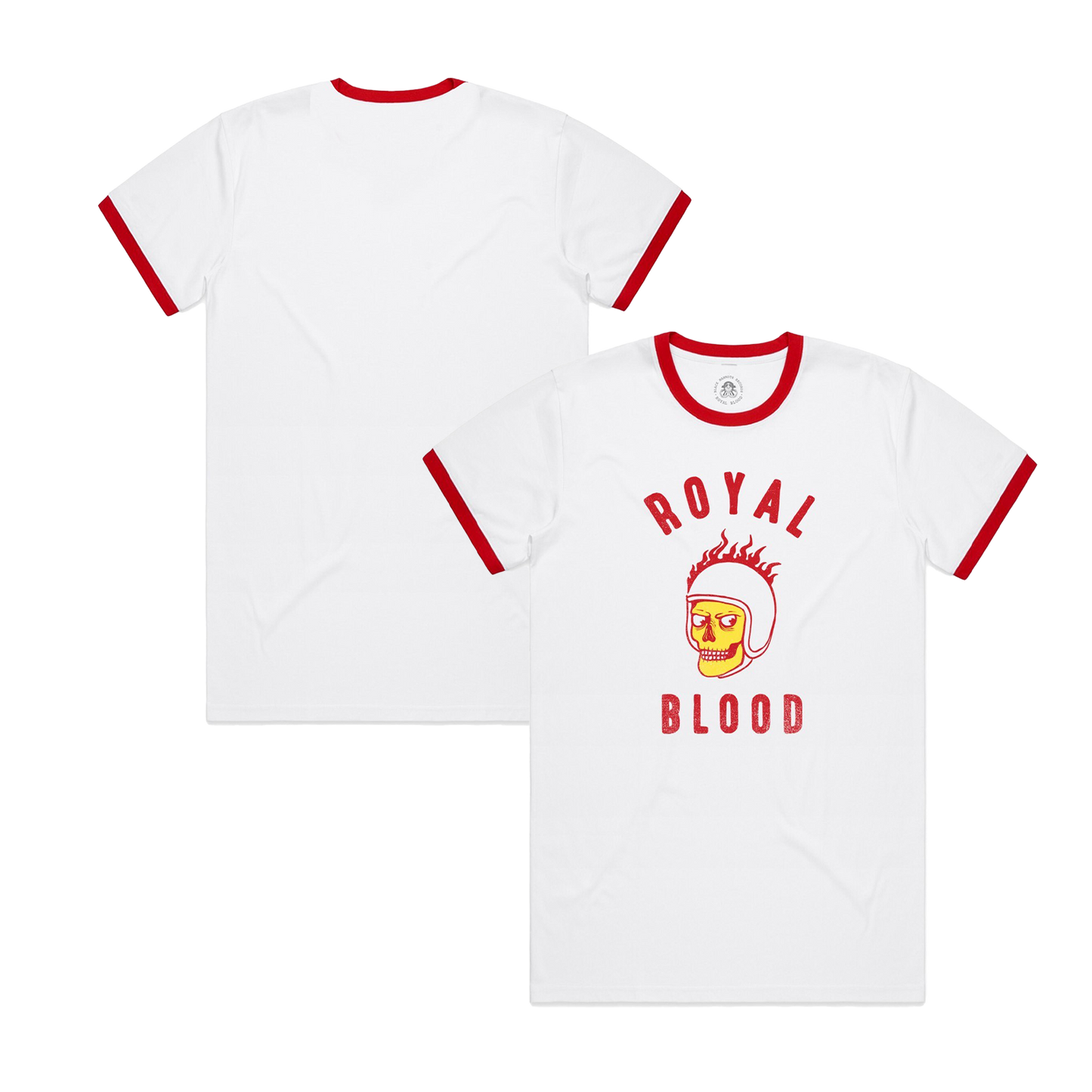 Flaming Skull White Ringer T-Shirt