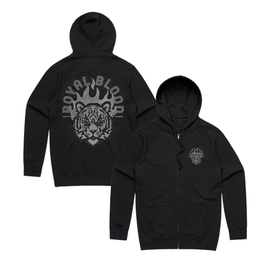 Flaming Tiger Black Zip Up Hoodie