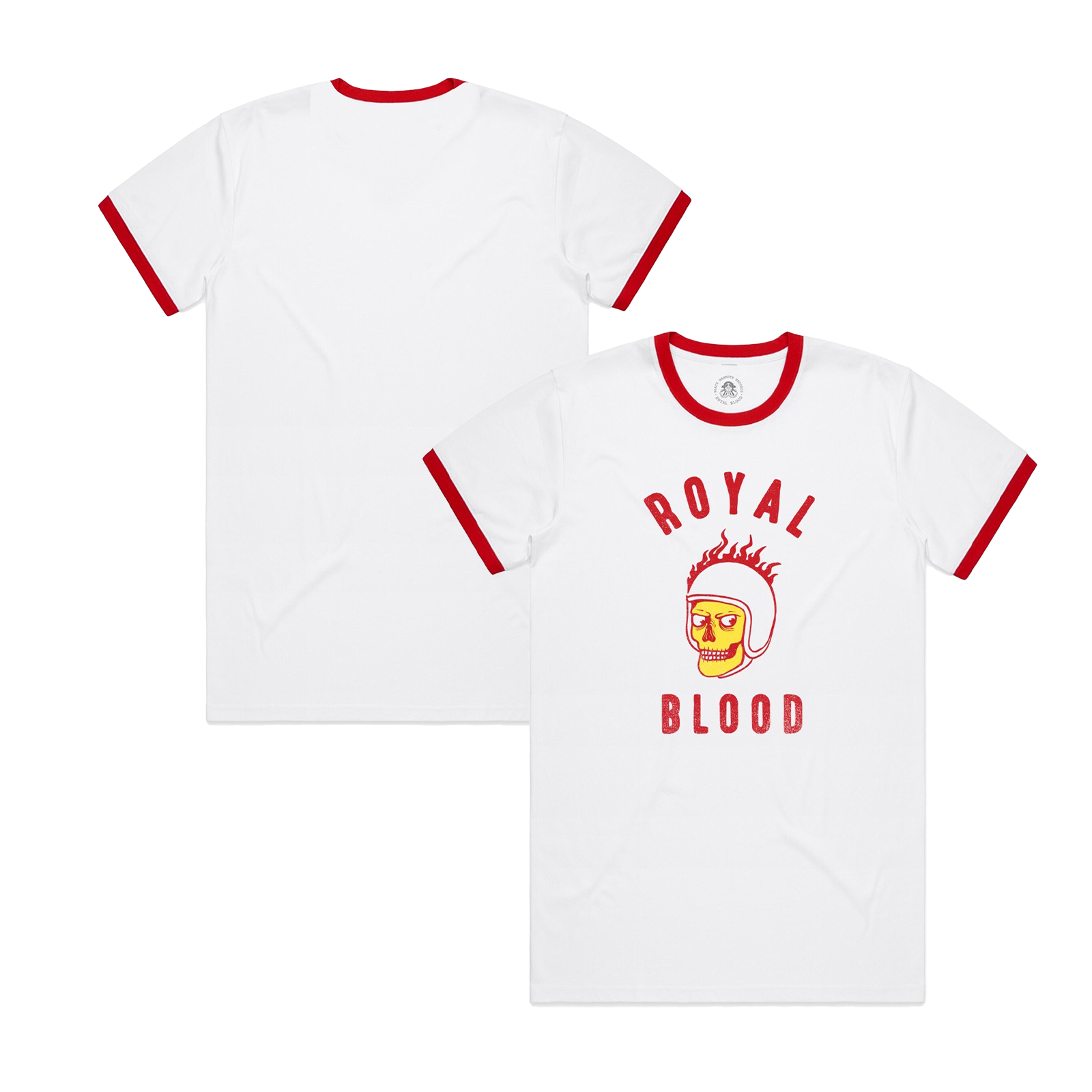 Flaming Skull White Ringer T-Shirt