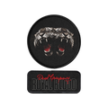 Two embroidered patches on a plain white background: a round black patch with two roaring tigers facing each other, and a rectangular black patch with the words 'Deadly Royal Blood' in white and red script.